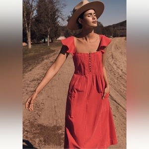 Anthropologie Pilcro Flutter Sleeve MIDI Dress